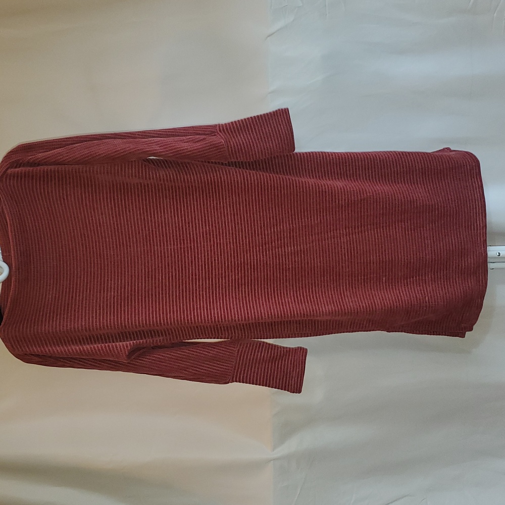 Chenault Brick Red Ribbed Long Sleeve Dress